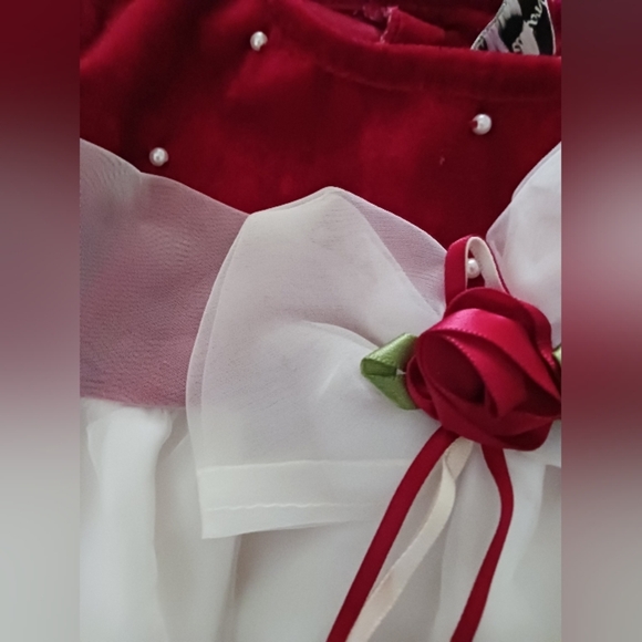 Rare Editions New Red Velvet dress. Beautiful. Size 18 months - Picture 7 of 9